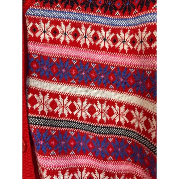 Lane Bryant Fair Isle Cardigan Sweater Women's 14/16 Red Cotton Lane Bryant - Picture 6 of 10